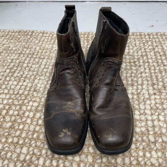 Bed Stu Revolution Boots SZ 10.5 Dark Brown Distressed Leather Men's Boots EUC - Picture 2 of 9